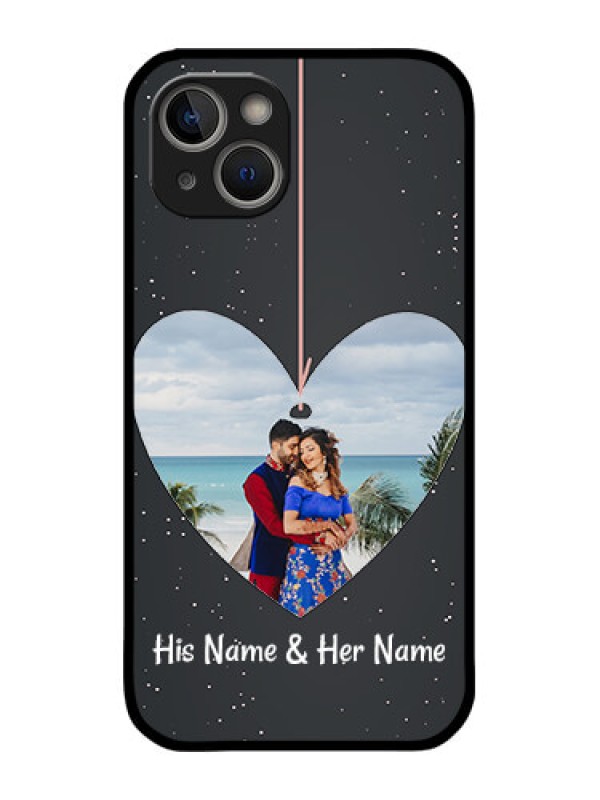 Custom iPhone 14 Plus Custom Metal Phone Case - Hanging Heart Design