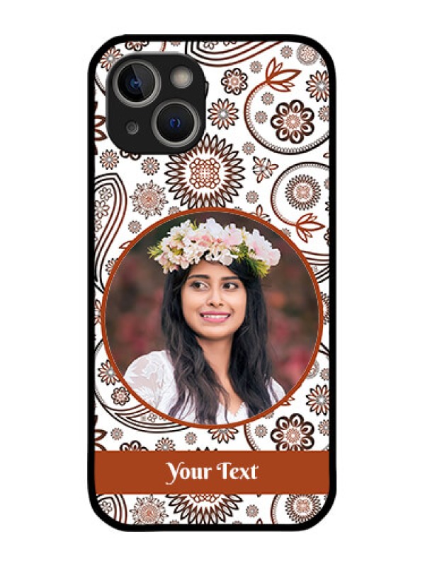 Custom iPhone 14 Plus Custom Metal Phone Case - Abstract Flower Design