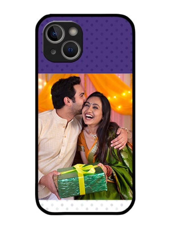 Custom iPhone 14 Plus Custom Metal Phone Case - Violet Colored Pattern Design