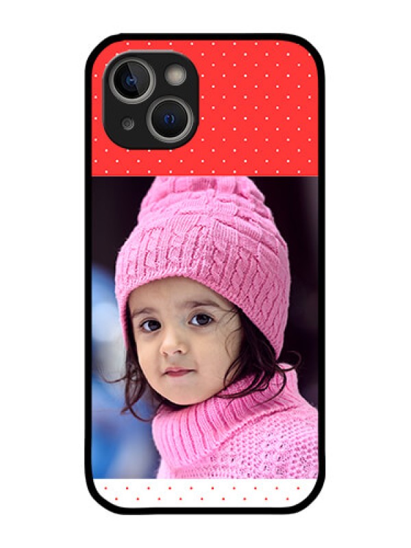 Custom iPhone 14 Plus Custom Metal Phone Case - Red Pattern Design