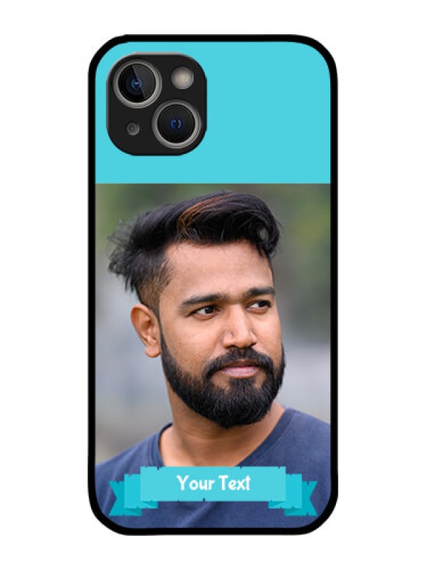 Custom iPhone 14 Plus Custom Metal Phone Case - Blue Color Design