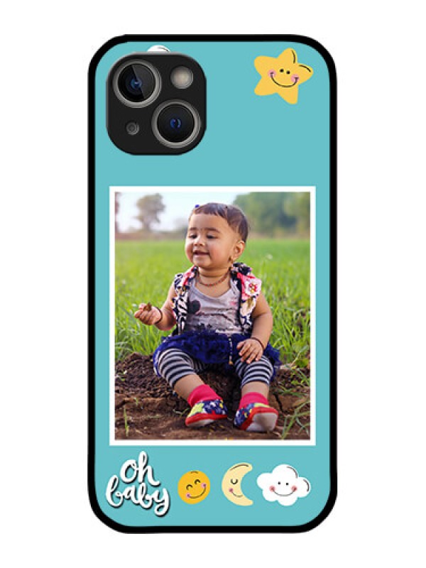 Custom iPhone 14 Plus Custom Metal Phone Case - Smiley Kids Stars Design