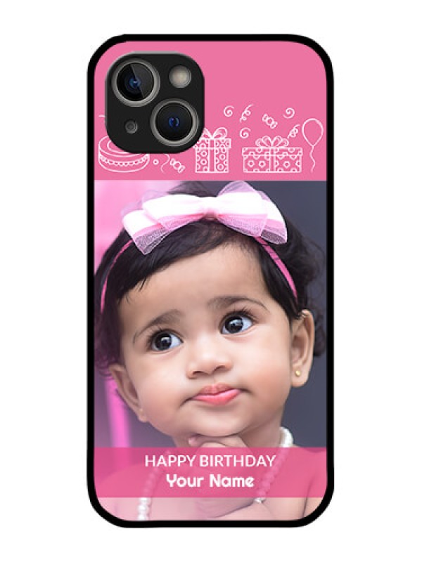 Custom iPhone 14 Plus Custom Metal Phone Case - With Birthday Line Art Design