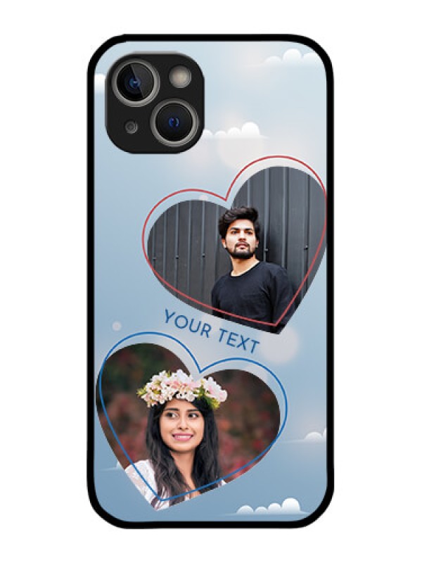 Custom iPhone 14 Plus Custom Metal Phone Case - Blue Color Couple Design