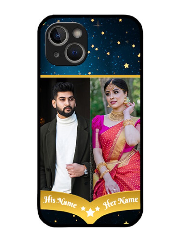 Custom iPhone 14 Plus Custom Metal Phone Case - Galaxy Stars Backdrop Design