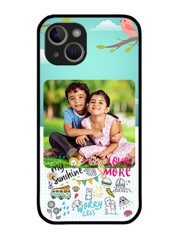 Custom iPhone 14 Plus Custom Metal Phone Case - Doodle Love Design