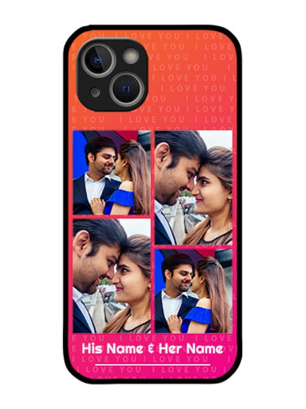 Custom iPhone 14 Plus Custom Metal Phone Case - I Love You Pink Design