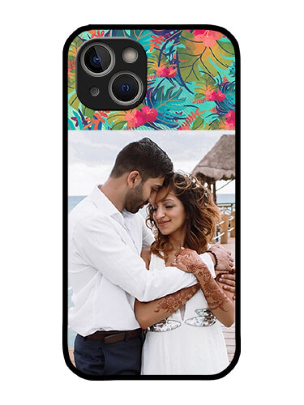 Custom iPhone 14 Plus Custom Metal Phone Case - Watercolor Floral Design