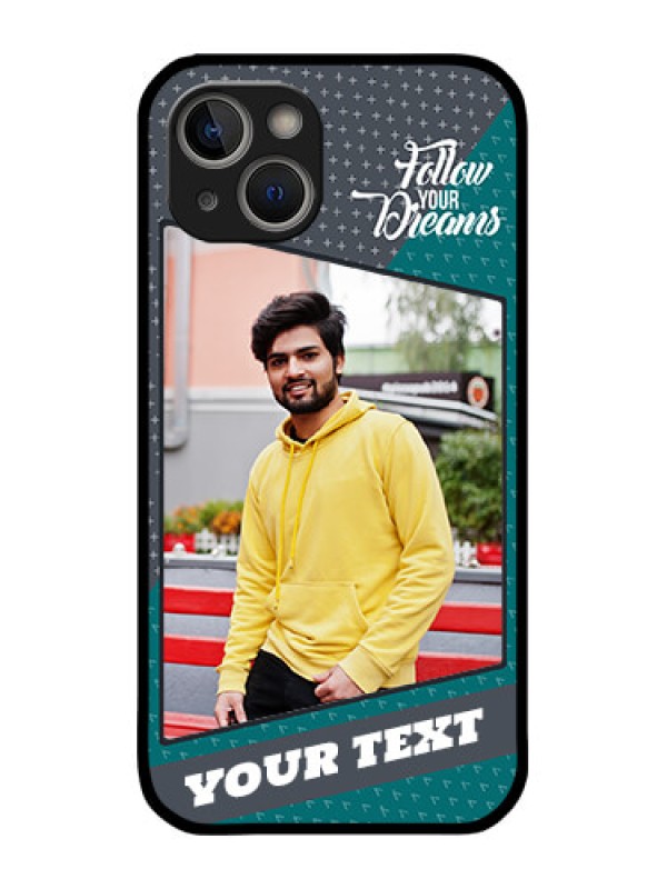 Custom iPhone 14 Plus Custom Metal Phone Case - Background Pattern Design With Quote