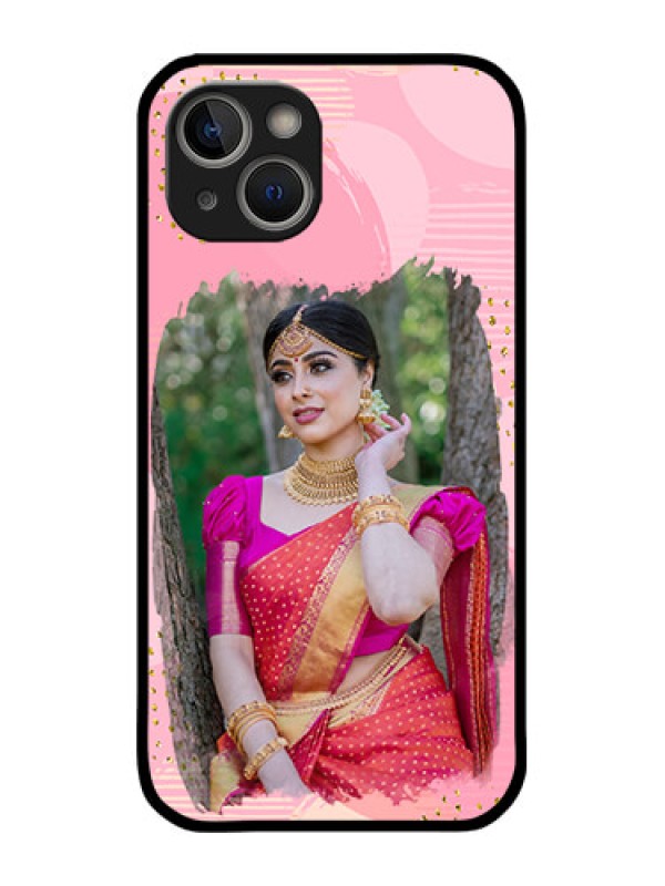 Custom iPhone 14 Plus Custom Metal Phone Case - Gold Glitter Splash Design