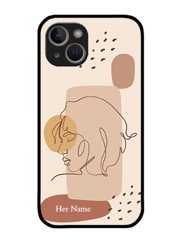 Custom iPhone 14 Plus Custom Metal Phone Case - Calm Woman Line Art Design