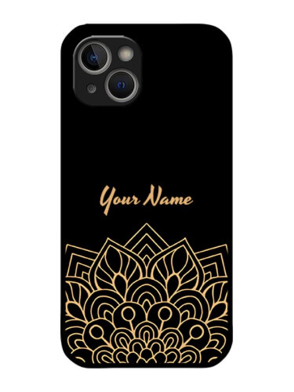 Custom iPhone 14 Plus Custom Metal Phone Case - Golden Mandala Design
