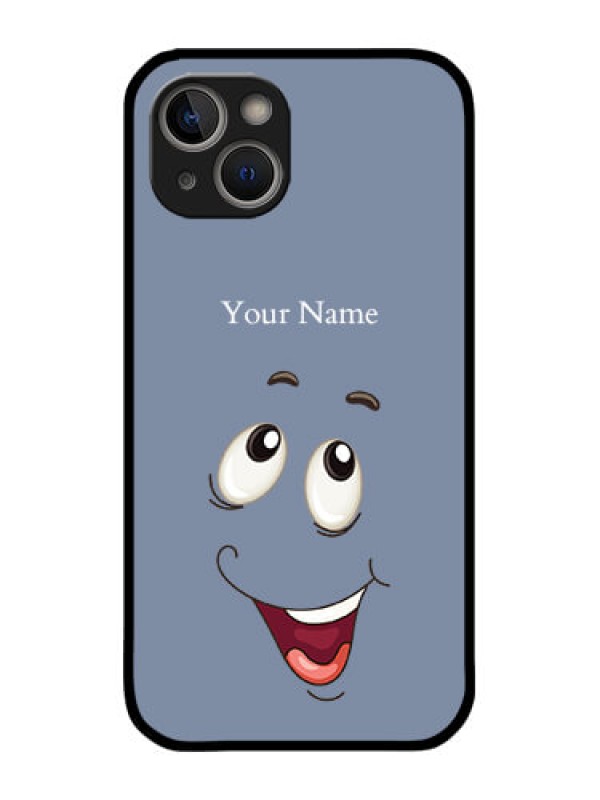 Custom iPhone 14 Plus Custom Metal Phone Case - Laughing Cartoon Face Design