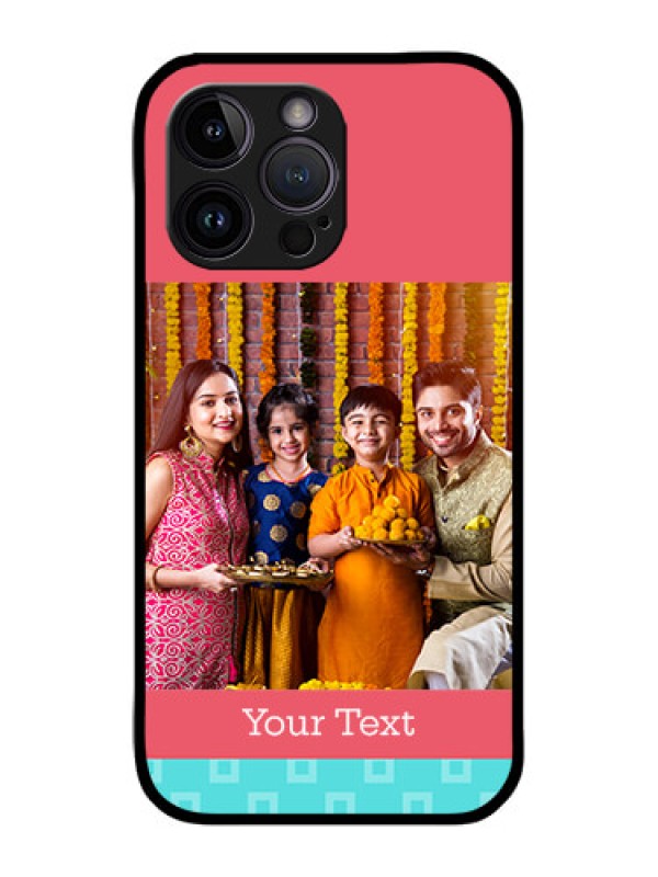 Custom iPhone 14 Pro Max Custom Metal Phone CasePeach and Blue Color Design