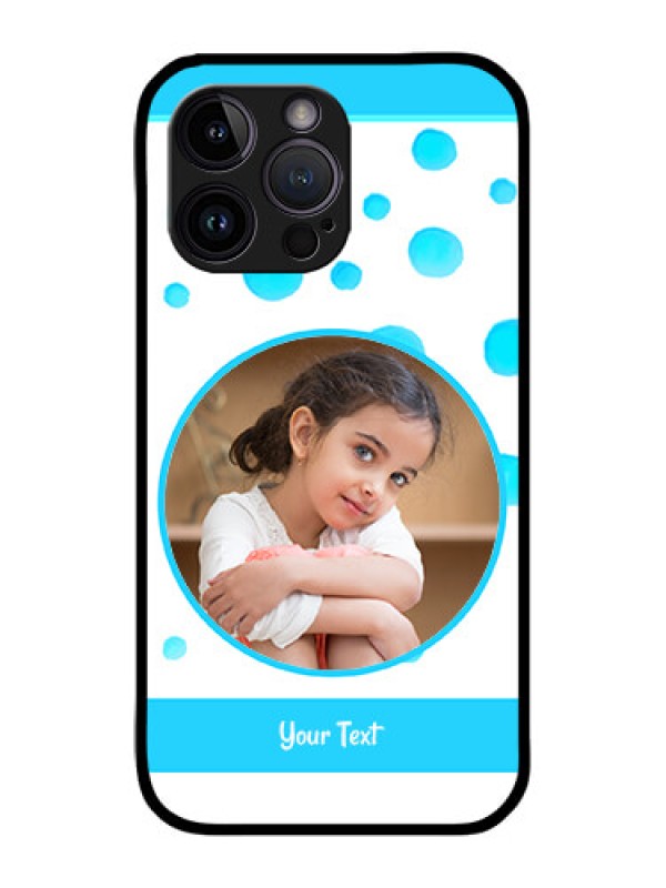 Custom iPhone 14 Pro Max Custom Metal Phone CaseBlue Bubbles Pattern Design