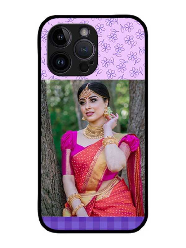 Custom iPhone 14 Pro Max Custom Metal Phone CasePurple Floral Design