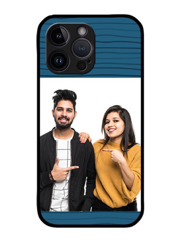 Custom iPhone 14 Pro Max Custom Metal Phone CaseBlue Pattern Cover Design