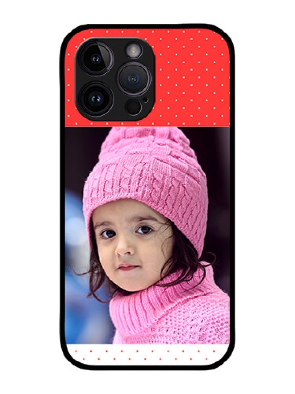 Custom iPhone 14 Pro Max Custom Metal Phone CaseRed Pattern Design
