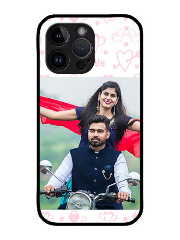 Custom iPhone 14 Pro Max Custom Metal Phone CasePink Flying Heart Design