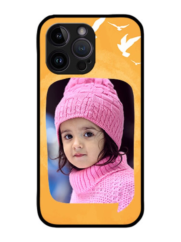 Custom iPhone 14 Pro Max Custom Metal Phone CaseWater Color Design With Bird Icons