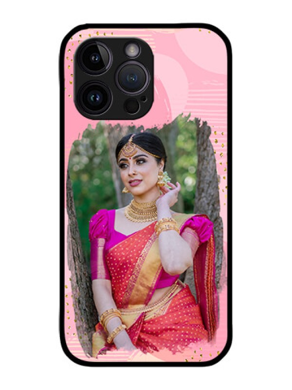 Custom iPhone 14 Pro Max Custom Metal Phone CaseGold Glitter Splash Design