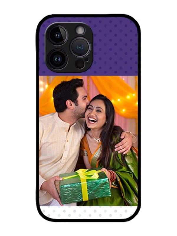 Custom iPhone 14 Pro Custom Metal Phone Case - Violet Colored Pattern Design