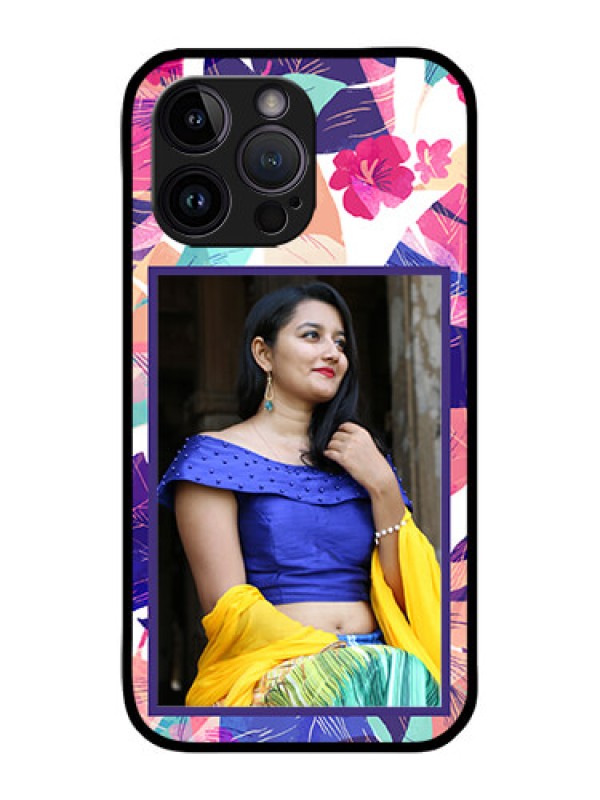 Custom iPhone 14 Pro Custom Metal Phone Case - Abstract Floral Design