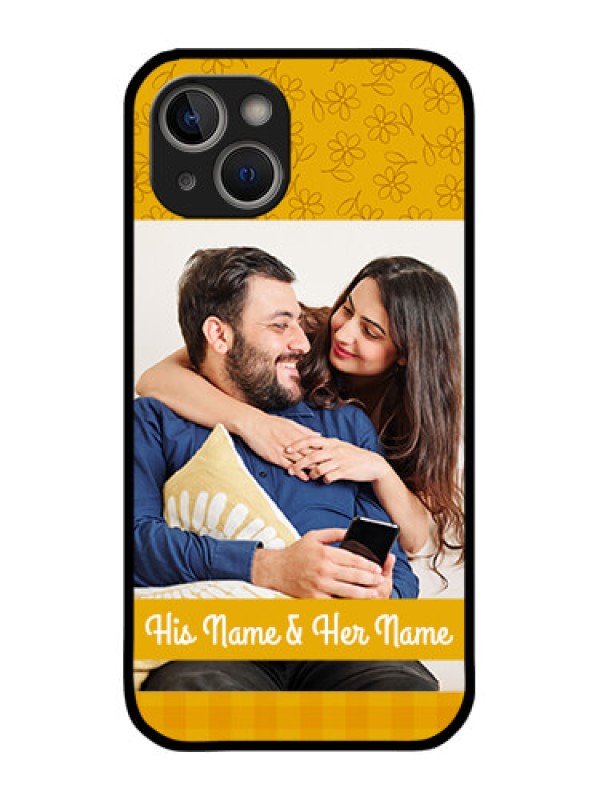 Custom iPhone 14 Custom Metal Phone Case - Yellow Floral Design