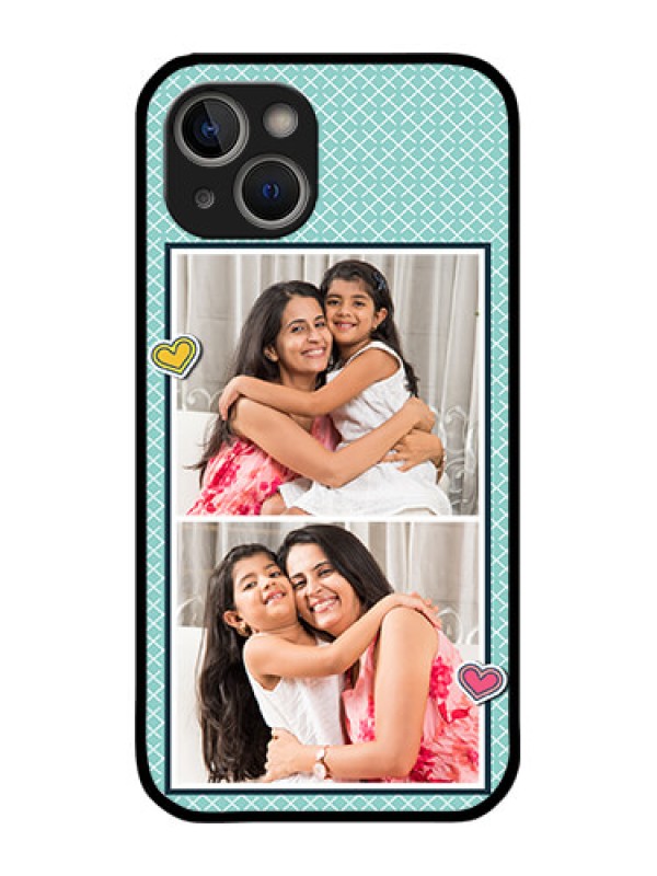Custom iPhone 14 Custom Metal Phone Case - 2 Image Holder With Pattern Design