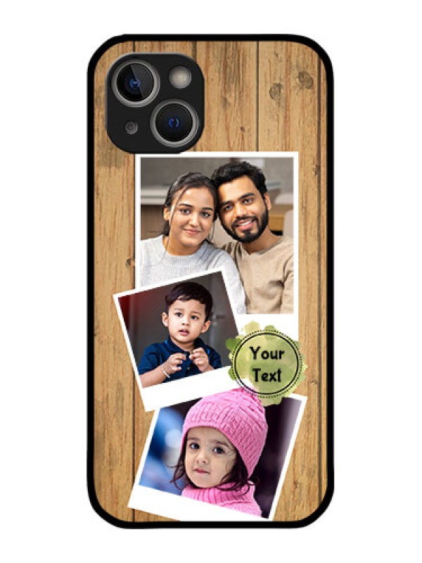 Custom iPhone 14 Custom Metal Phone Case - Wooden Texture Design