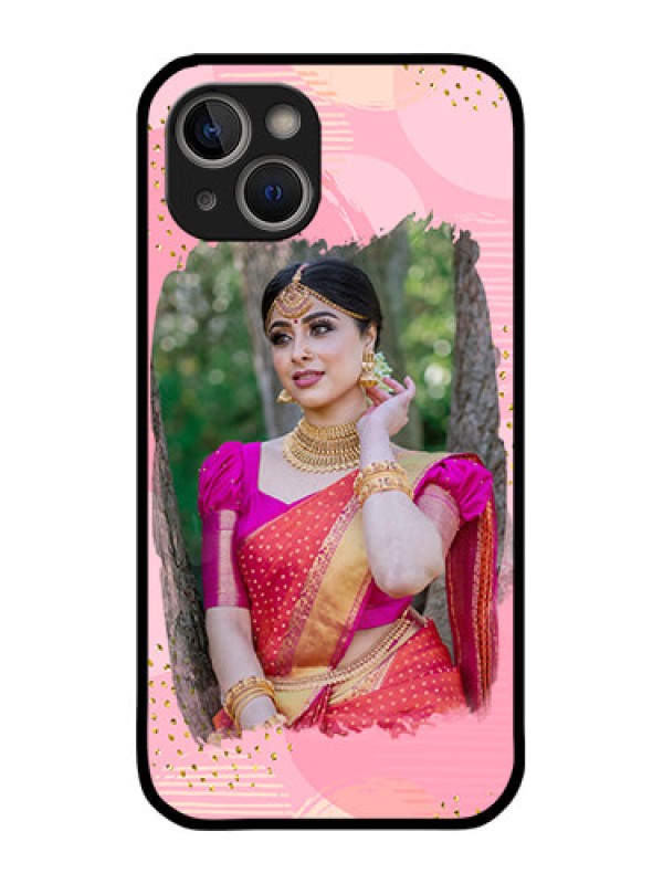 Custom iPhone 14 Custom Metal Phone Case - Gold Glitter Splash Design