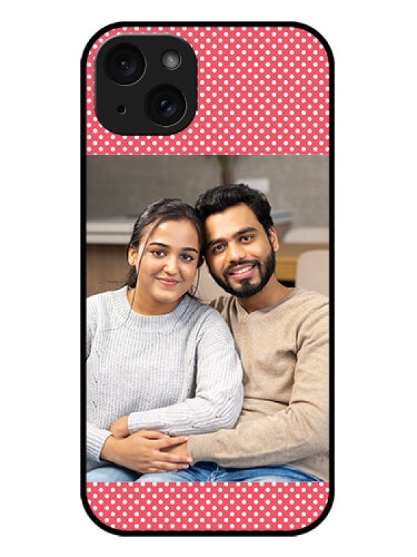 Custom iPhone 15 Plus Custom Metal Phone CaseWhite Dotted Design