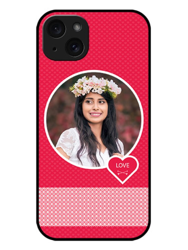 Custom iPhone 15 Plus Custom Metal Phone CasePink Color Pattern Design