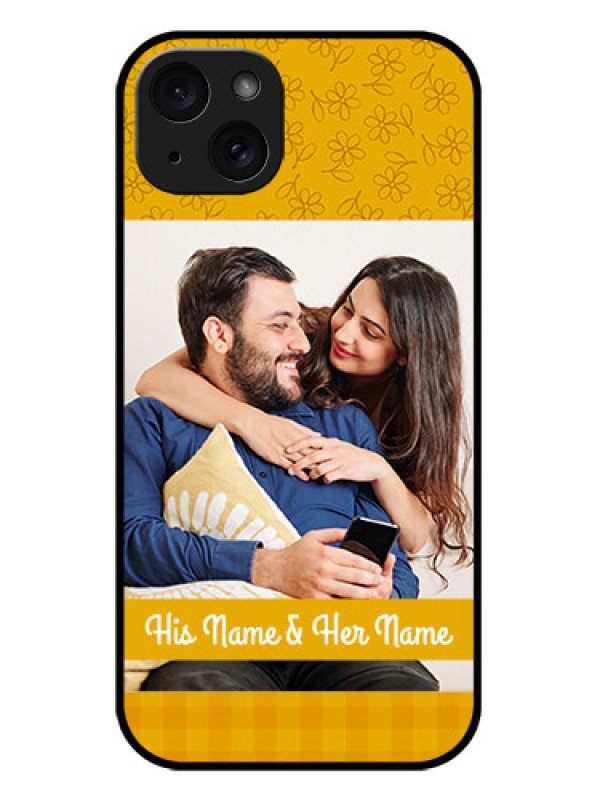 Custom iPhone 15 Plus Custom Metal Phone CaseYellow Floral Design