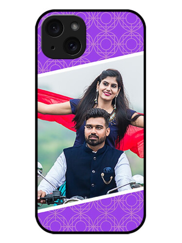 Custom iPhone 15 Plus Custom Metal Phone CaseViolet Color Pattern Design