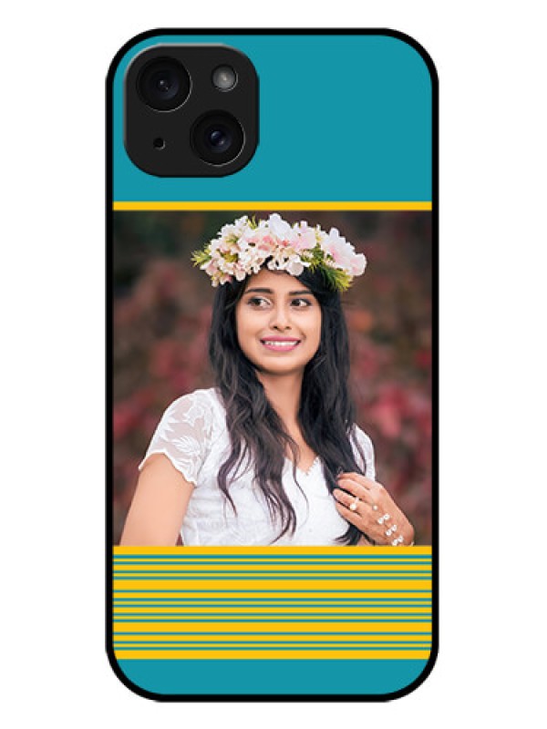 Custom iPhone 15 Plus Custom Metal Phone CaseYellow and Blue Design