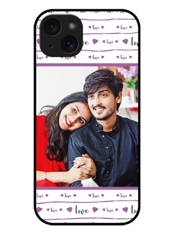 Custom iPhone 15 Plus Custom Metal Phone CaseCouples Heart Design