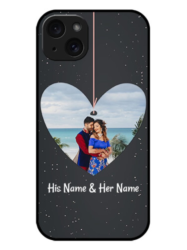 Custom iPhone 15 Plus Custom Metal Phone CaseHanging Heart Design