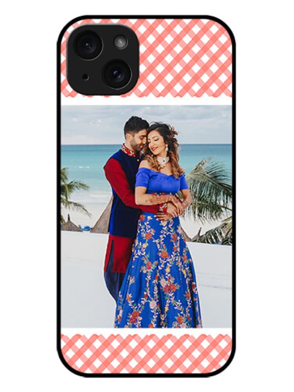 Custom iPhone 15 Plus Custom Metal Phone CasePink Pattern Design