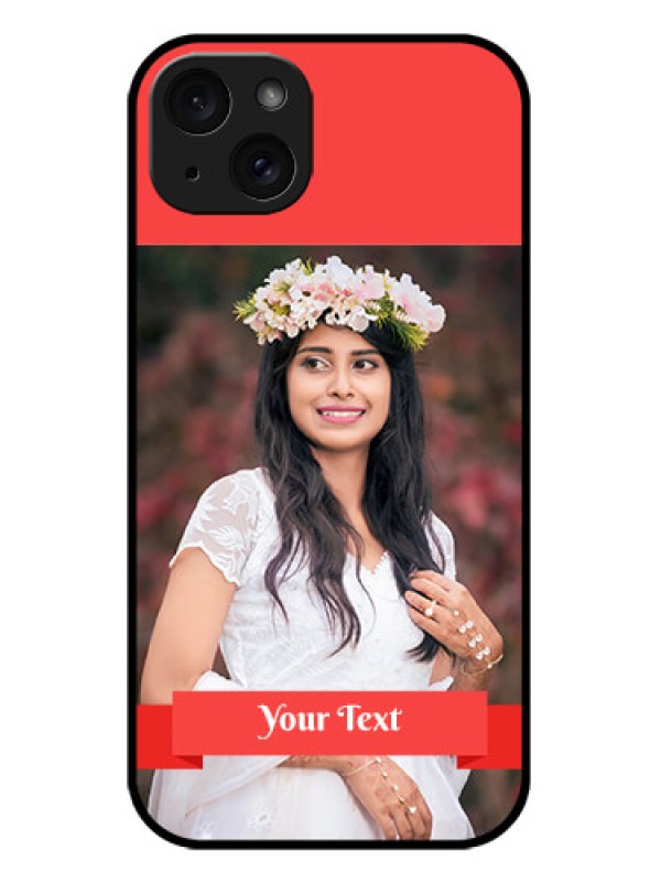 Custom iPhone 15 Plus Custom Metal Phone CaseSimple Red Color Design