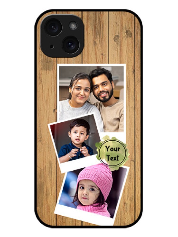 Custom iPhone 15 Plus Custom Metal Phone CaseWooden Texture Design