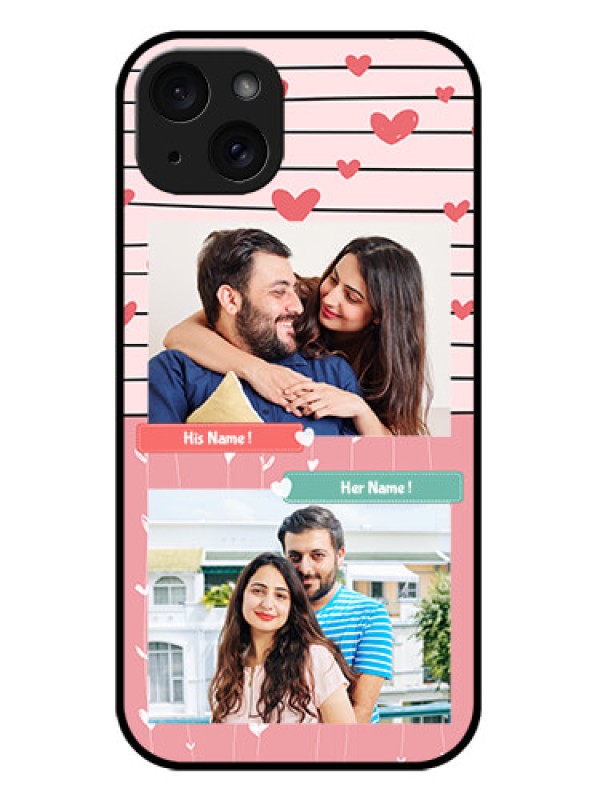 Custom iPhone 15 Plus Custom Metal Phone CasePhoto With Heart Design