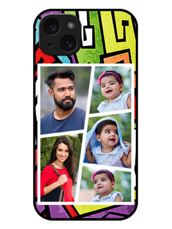 Custom iPhone 15 Plus Custom Metal Phone CaseGraffiti Pattern Design