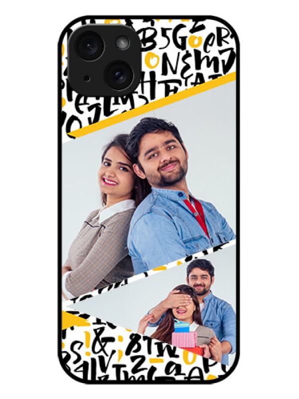 Custom iPhone 15 Plus Custom Metal Phone CaseLetters Pattern Design