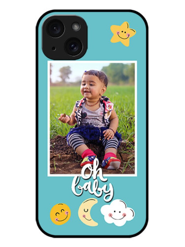 Custom iPhone 15 Plus Custom Metal Phone CaseSmiley Kids Stars Design