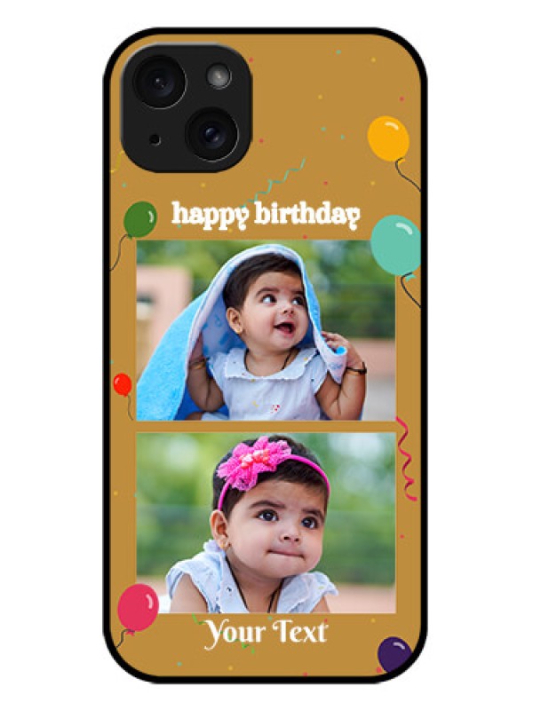 Custom iPhone 15 Plus Custom Metal Phone CaseImage Holder With Birthday Celebrations Design