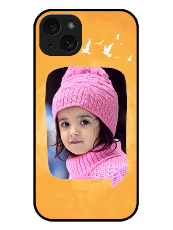 Custom iPhone 15 Plus Custom Metal Phone CaseWater Color Design With Bird Icons