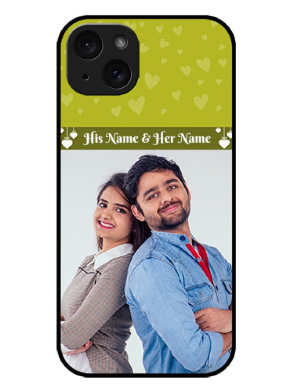 Custom iPhone 15 Plus Custom Metal Phone CaseYou and Me Heart Design