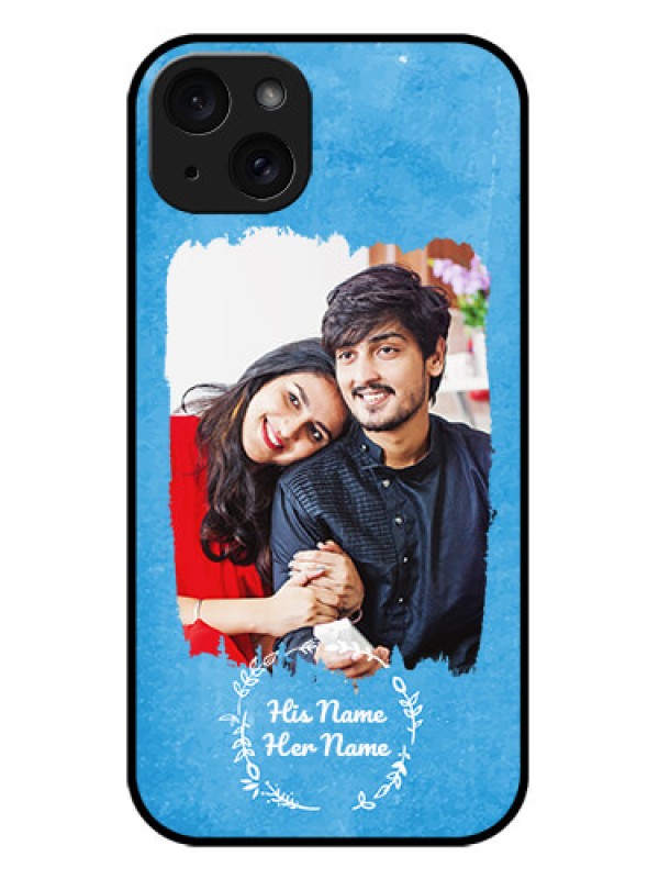 Custom iPhone 15 Plus Custom Metal Phone CaseBlue Color Vintage Design