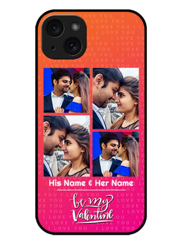 Custom iPhone 15 Plus Custom Metal Phone CaseI Love You Pink Design